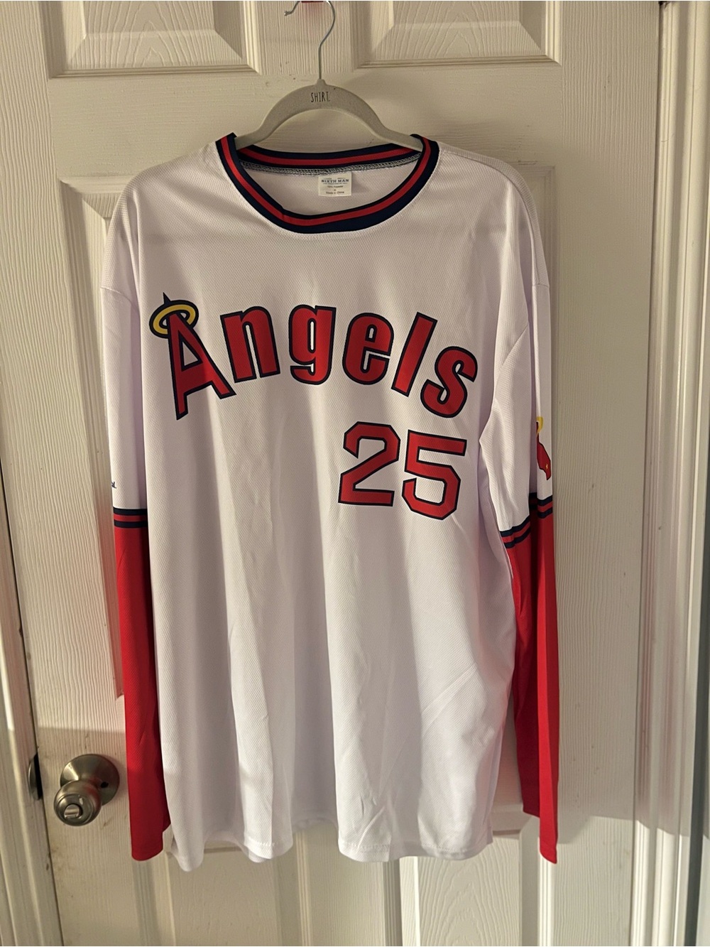 California Angels baseball,   Red Long Sleeve Team Jersey with Number 25  XL